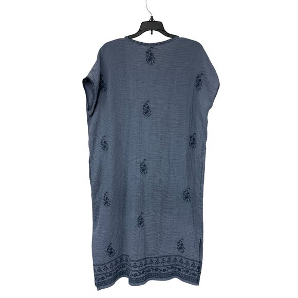 J Jill Pure Jill 100% Cotton Gauzy Dress Embroidered Size M Petite Lagenlook - Picture 3 of 6